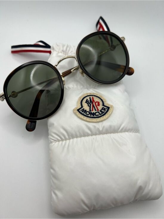Moncler ML0195 Sunglasses 56R Havana Dark Green Pale Gold Temples Polarized main image 13